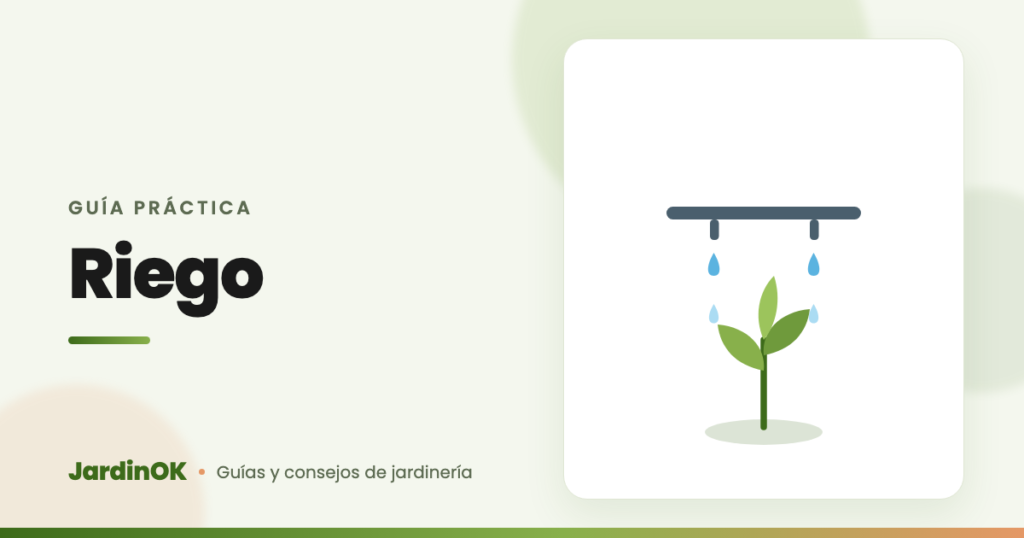 Ilustración de una tubería de riego por goteo con goteros soltando agua sobre una planta
